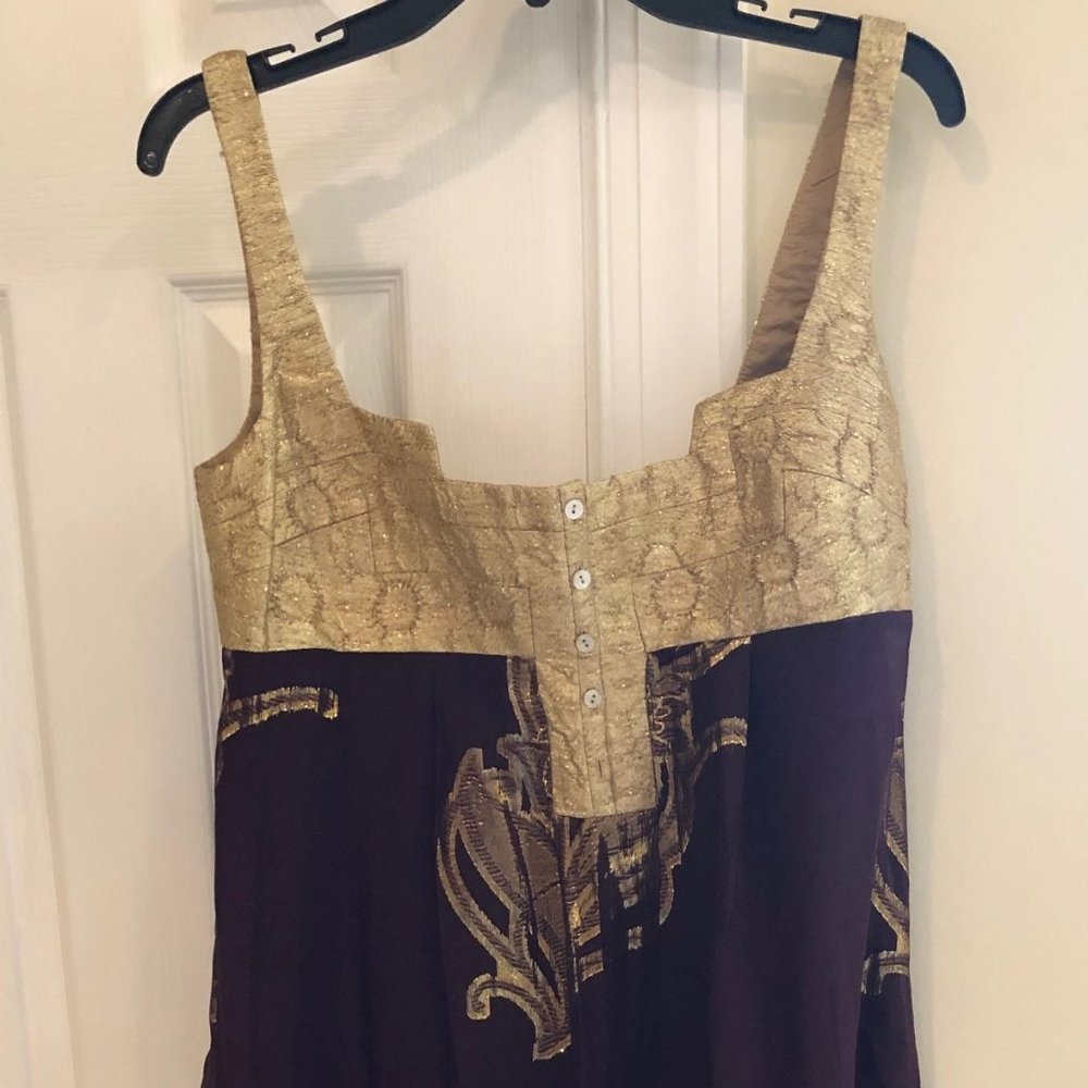 NEW Nicole Miller Silk Gold/Purple Party Dress